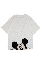 Mickey Mouse Tasarım Baskılı Oversize Unisex Beyaz T-Shirt - 3